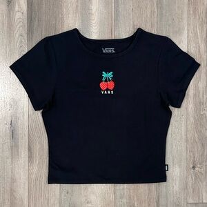 Vans Women’s Black Crop Top with Cherry Embroidery